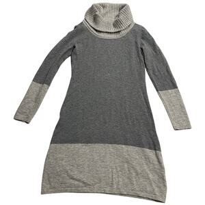 Athleta Cowl Neck 100% Merino Wool Dress Colorblock Long Sleeve Womens XS Gray